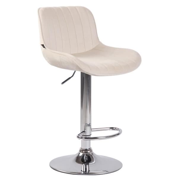 Set med 2 Lentini Velvet Barstolar - CLP - Metallbas - Höjdjusterbar - Kräm