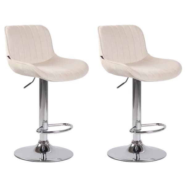Set med 2 Lentini Velvet Barstolar - CLP - Metallbas - Höjdjusterbar - Kräm