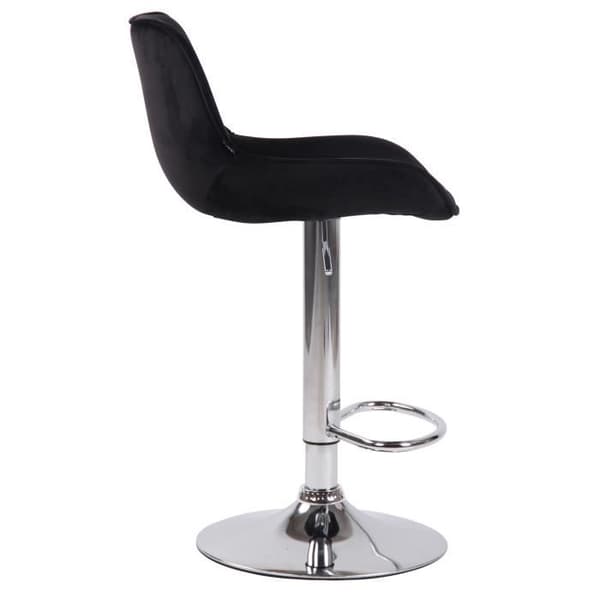 Set med 2 Lentini Velvet Barstolar - CLP - Metallbas - Höjdjusterbar - Svart