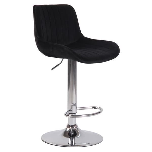 Set med 2 Lentini Velvet Barstolar - CLP - Metallbas - Höjdjusterbar - Svart
