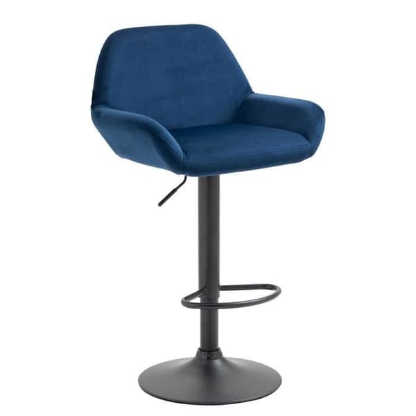 Barstol Braga Sammet med Svängbart Justerbart Säte och Metallfot - CLP - Blå - Modern - Design