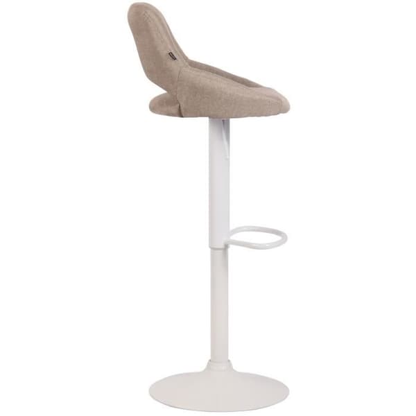 Barstol Milet i Tygo med Justerbar Metallfot, Taupe-Vit