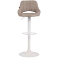 Miniatyrbild 2 av 4: Barstol Milet i Tygo med Justerbar Metallfot, Taupe-Vit