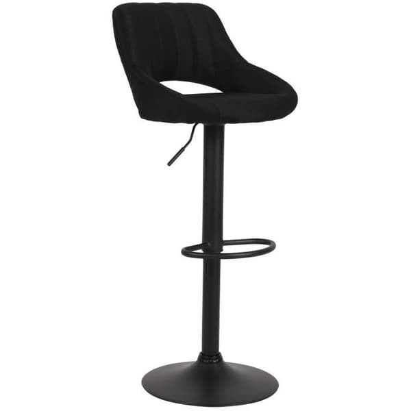 Milet Tyg Barpall med Metal Base Höjdjusterbar Swivel, Svart - Svart