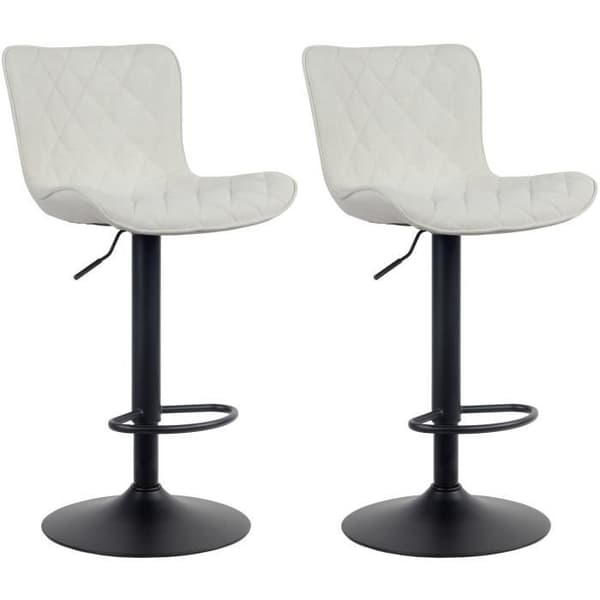 Set med 2 st Emma barstolar med metallbas höjdjusterbar svängbar, krämfärgad tyg