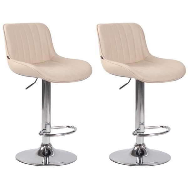 Set med 2 Lentini barstolar i konstläder, metallbas Justerbar höjdled, kräm-krom