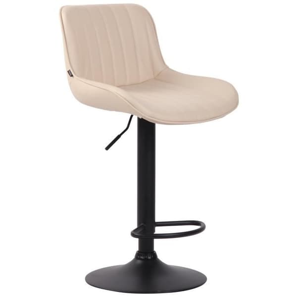 Set med 2 Lentini barstolar i konstläder, metallbas Justerbar höjdled, gräddsvart
