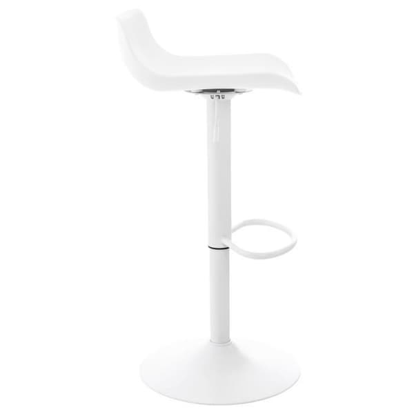 Set med 4 st Aveiro plastbarstolar med metalltrumpetben, vit