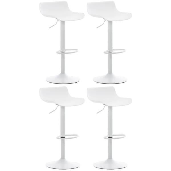 Set med 4 st Aveiro plastbarstolar med metalltrumpetben, vit
