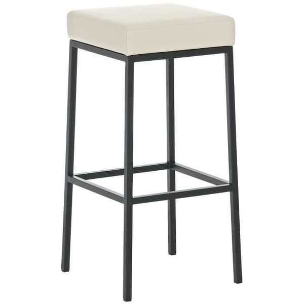 Barstol - Montréal - Konstläder - Set om 2 - Kräm-Svart - Höjd 80 cm