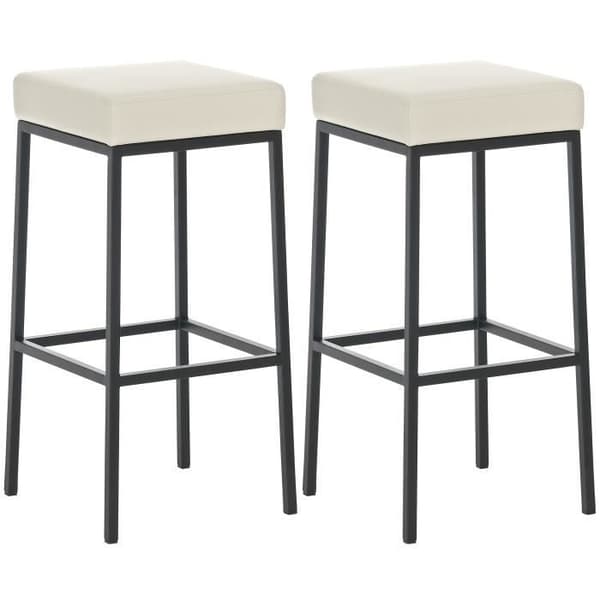 Barstol - Montréal - Konstläder - Set om 2 - Kräm-Svart - Höjd 80 cm