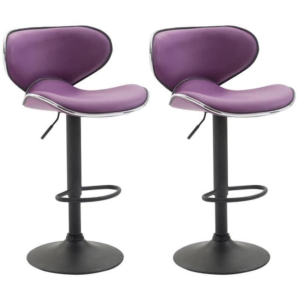 Set med 2 barstolar - CLP - Las Vegas V2 - Faux - Lila - Modernt - Design - Justerbar i höjdled