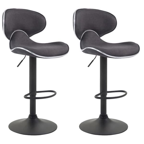 Set med 2 st Las Vegas V2 barstolar i tyg - Mörkgrå-Svart - Justerbar i höjdled - Modern design