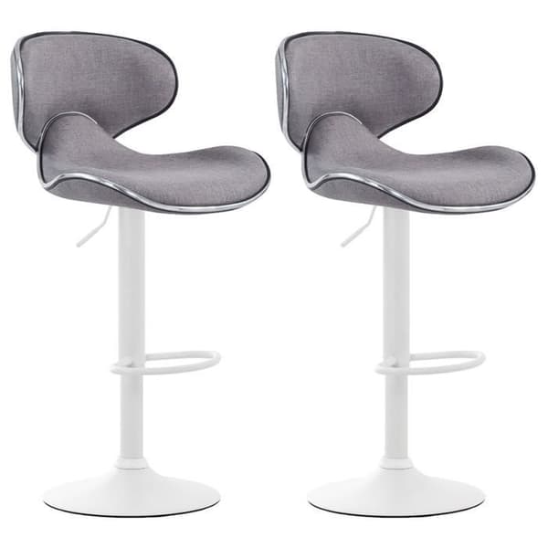 2-pack barstolar Las Vegas V2 tyg - Ljusgrå - Vit - Höjdjusterbar - Modern design