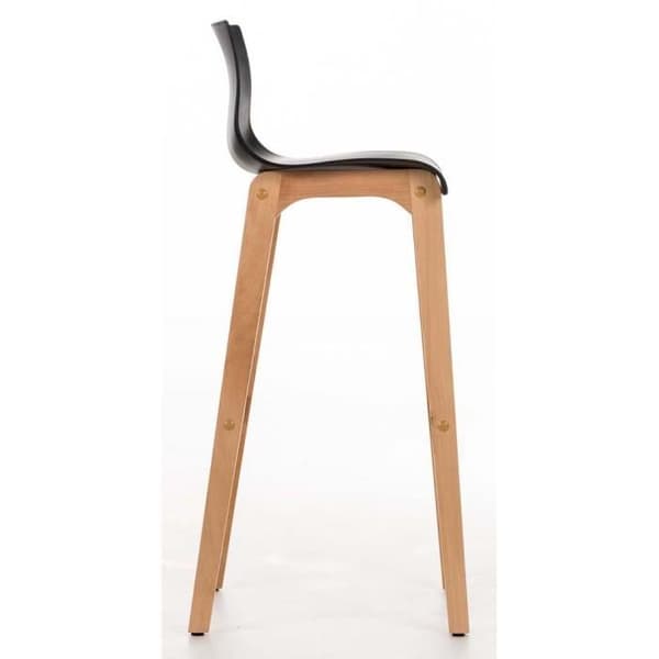 Set med 2 Hoover barstolar med plastsits, 4 naturliga ben, Svart - CLP - Modernt - Design - Trä