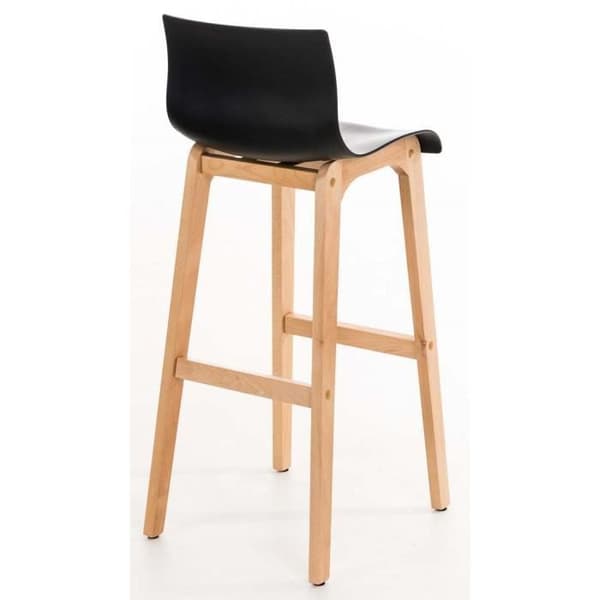 Set med 2 Hoover barstolar med plastsits, 4 naturliga ben, Svart - CLP - Modernt - Design - Trä