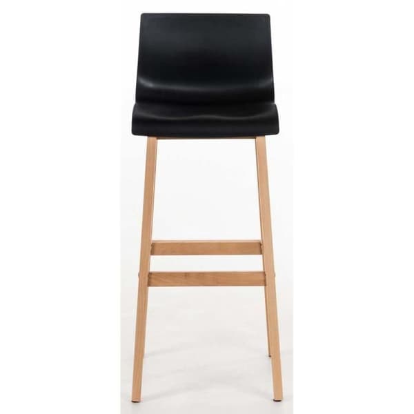 Set med 2 Hoover barstolar med plastsits, 4 naturliga ben, Svart - CLP - Modernt - Design - Trä