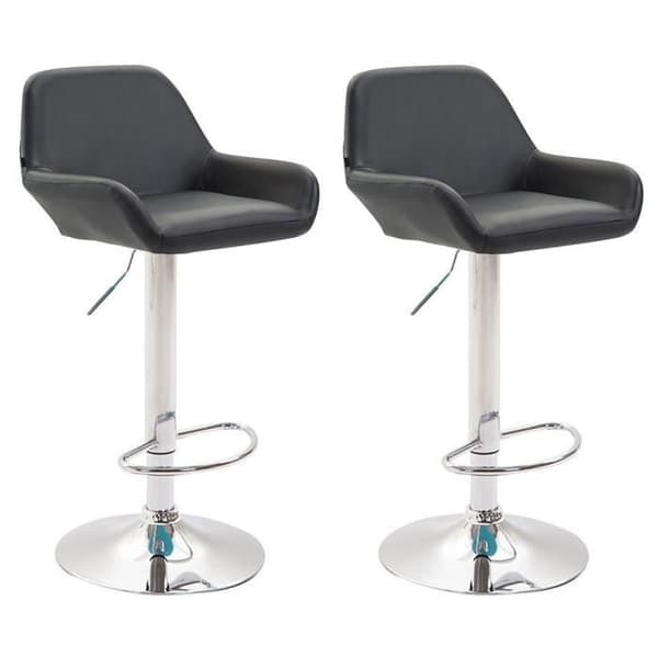 CLP Set med 2 Braga Design Barstolar konstläder I Höjdjusterbar I med ryggstöd och ergonomiskt fotstöd - svart