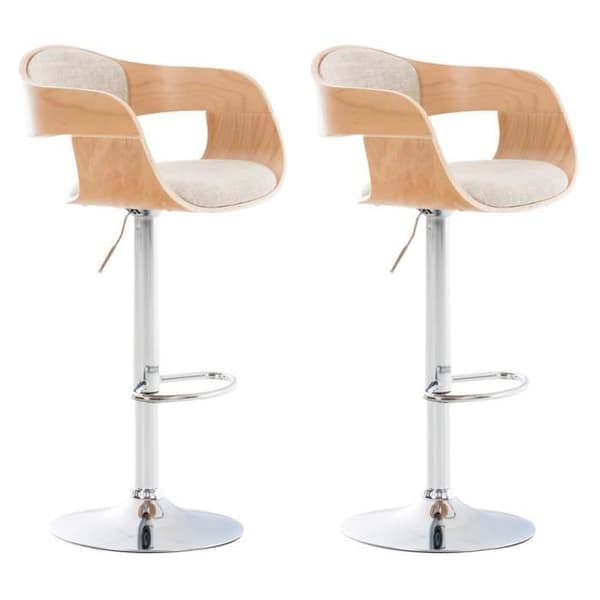 Set med 2 Kingston barstolar i tyg med metallbas i kromlook - Nature - Cream