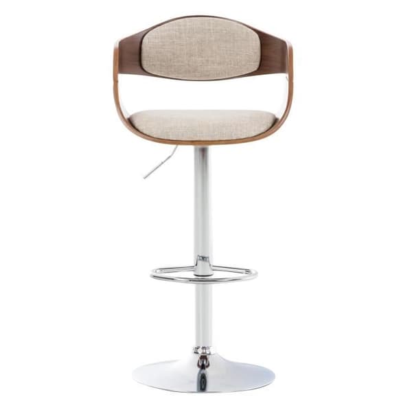 Set med 2 Kingston barstolar i tyg med metallbas i kromlook - Valnöt - Cream