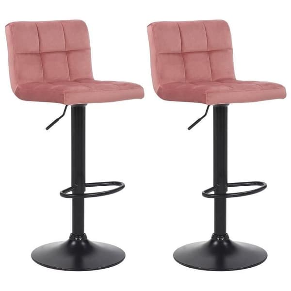 Set med 2 Feni sammet barstolar - Rosa - Kök - Tyg - Metall - Modernt - Design