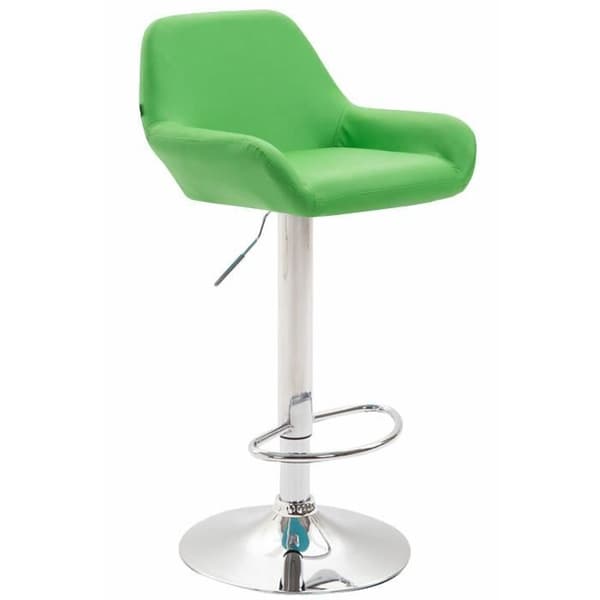 Set med 2 designbarstolar i konstläder Braga - CLP - Justerbar i höjdled - Grön