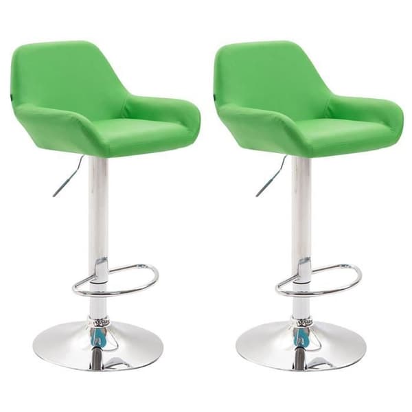 Set med 2 designbarstolar i konstläder Braga - CLP - Justerbar i höjdled - Grön