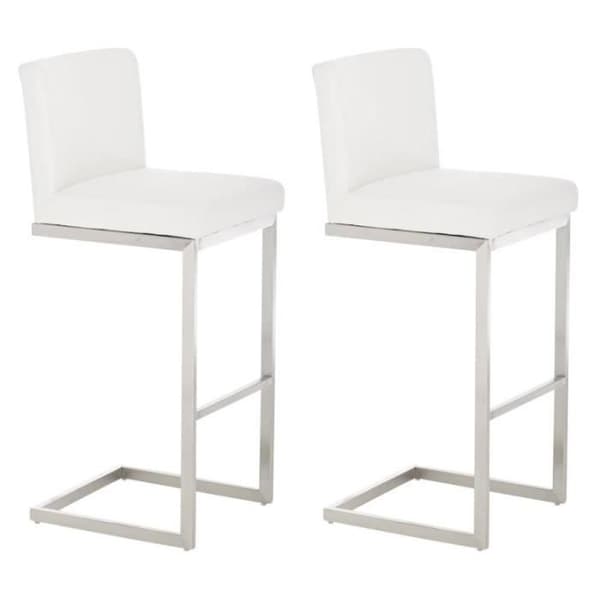 Set med 2 Paros barstolar i konstläder - CLP - Vit - Modernt - Design - Kök