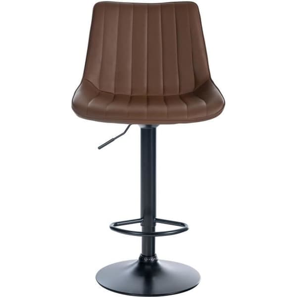 Barstol Toni i konstläder, metallegering, justerbar höjd, svängbar, brun-svart