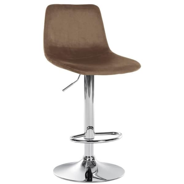Divo Velvet Barpall Metal Base Justerbar höjd Svängbar, brun-krom