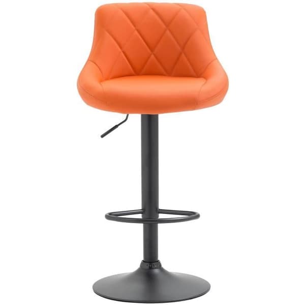 Lazio höjdjusterbar barpall i konstläder med metallben och fotstöd, orange-svart