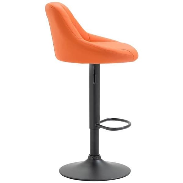 Lazio höjdjusterbar barpall i konstläder med metallben och fotstöd, orange-svart