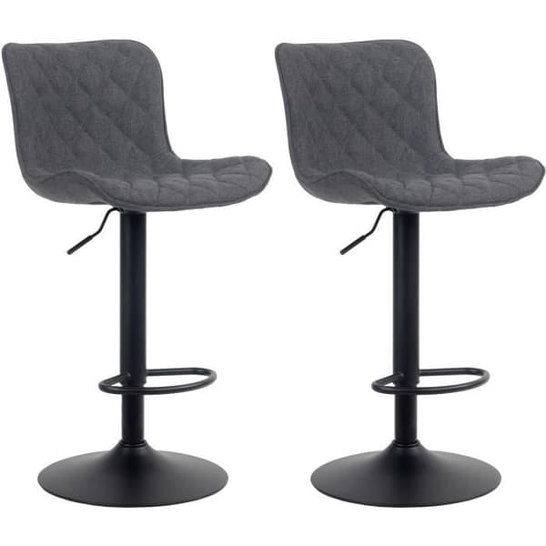 Set med 2 st Emma barstolar med metallbas Höjdjusterbar svängbar, svart - tyg