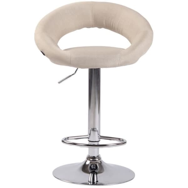 Barstol - CLP - Olinda - Creme Tyg - Chrome Metall Benställning - Justerbar