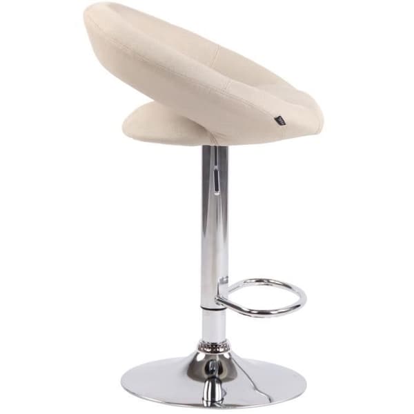 Barstol - CLP - Olinda - Creme Tyg - Chrome Metall Benställning - Justerbar