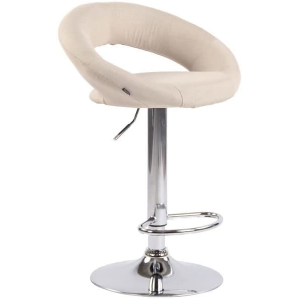 Barstol - CLP - Olinda - Creme Tyg - Chrome Metall Benställning - Justerbar