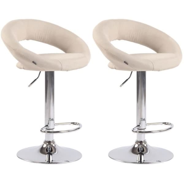 Barstol - CLP - Olinda - Creme Tyg - Chrome Metall Benställning - Justerbar