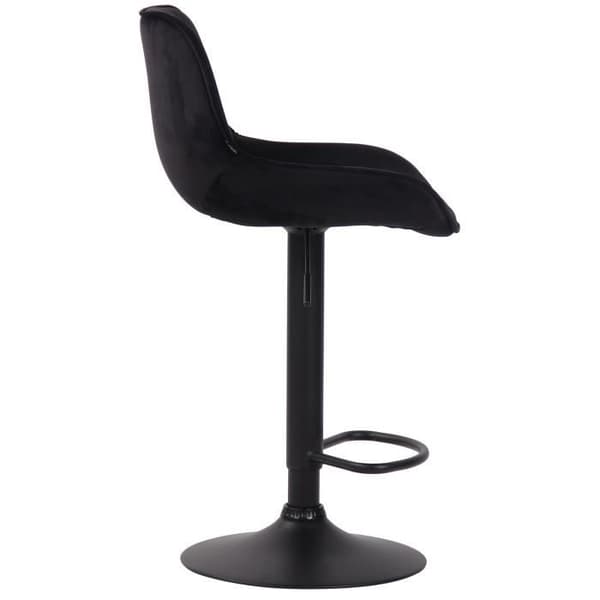 Set med 2 Lentini Velvet Barstolar - CLP - Metallbas - Höjdjusterbar - Svängbar - Svart