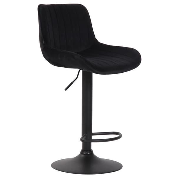 Set med 2 Lentini Velvet Barstolar - CLP - Metallbas - Höjdjusterbar - Svängbar - Svart