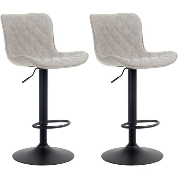 Set med 2 st Emma barstolar med metallbas med justerbar höjdled, taupe-tyg