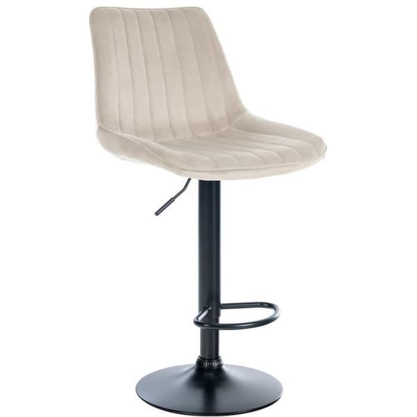 Toni Velvet Barpall Metal Base Justerbar Höjdsvirvel, Cream-Black