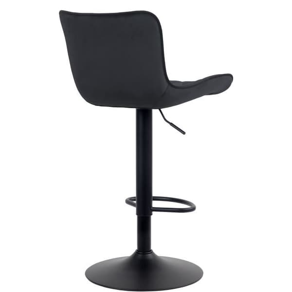 Set med 2 Barstolar Emma med Metallunderrede, Justerbar Höjd och Svängbar, Svart -Velour