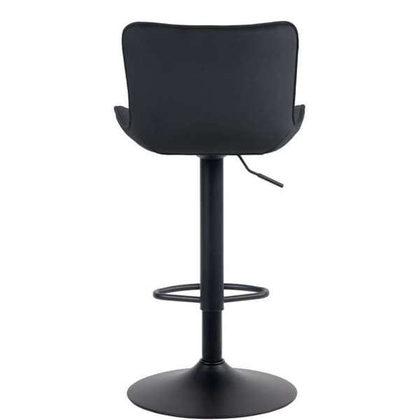 Set med 2 Barstolar Emma med Metallunderrede, Justerbar Höjd och Svängbar, Svart -Velour