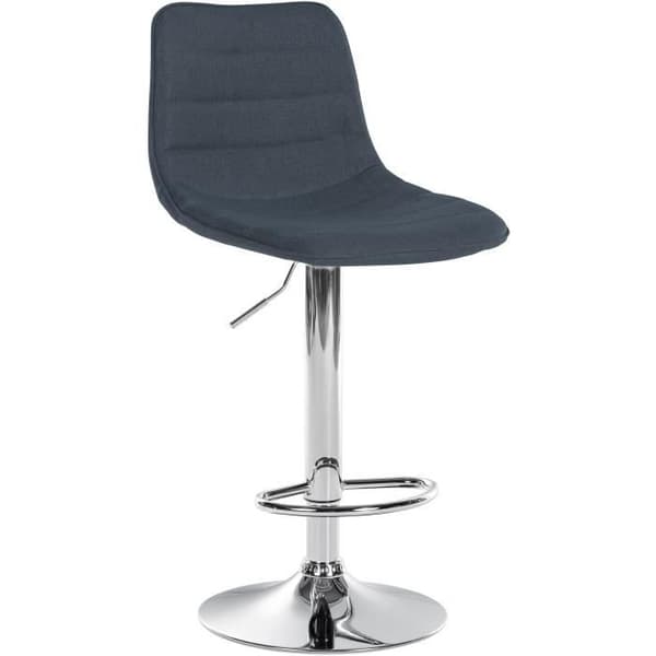 Barstol Lex i tyg med metallfot, justerbar höjd, svängbar, mörkgrå-krom.
