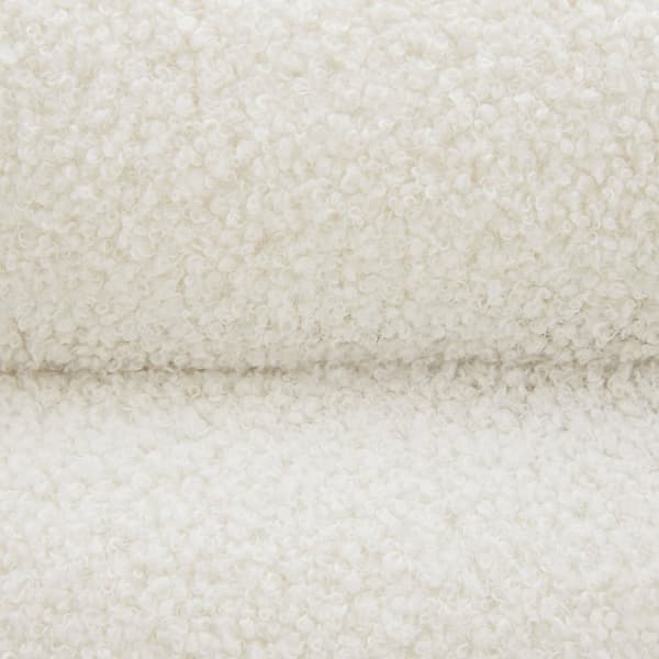 Polstret skammel Altu XL, opbevaringsplads - Bouclé creme-hvid