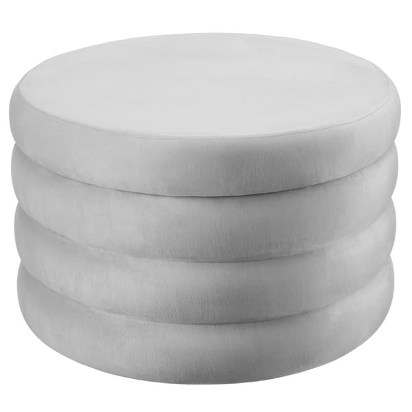 Polstret skammel Altu XL, opbevaringsplads - Velour look grå