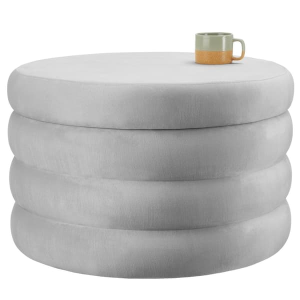 Polstret skammel Altu XL, opbevaringsplads - Velour look grå
