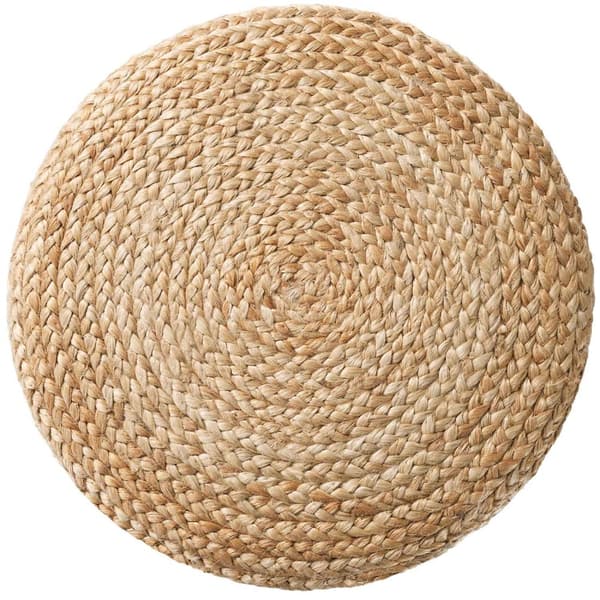 Håndlavet puf Banno cylinder af jute rund, boho-stil - beige