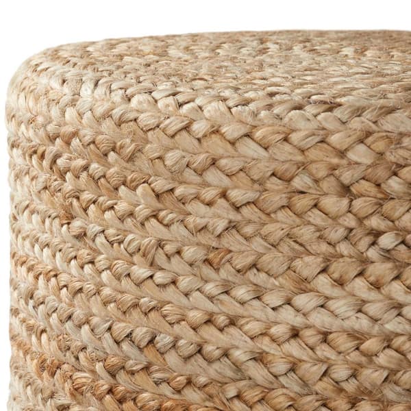 Håndlavet puf Banno cylinder af jute rund, boho-stil - beige