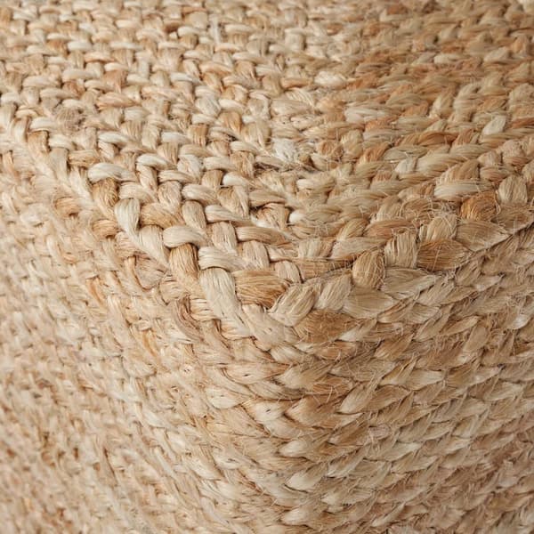 Håndlavet puf Banno Cube i jute, firkantet, boho-stil - beige